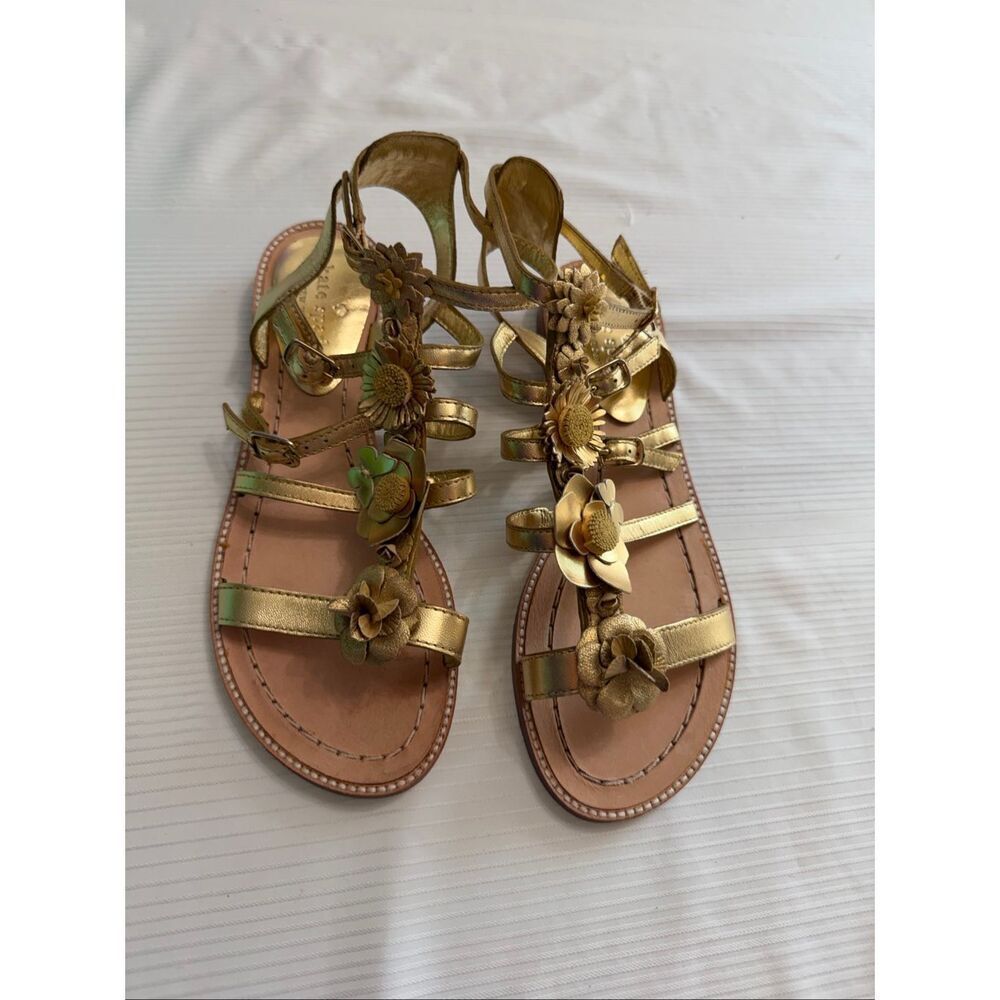Kate Spade Sadia Metallic Gold Sandals Size 7 M New - Picture 4 of 10